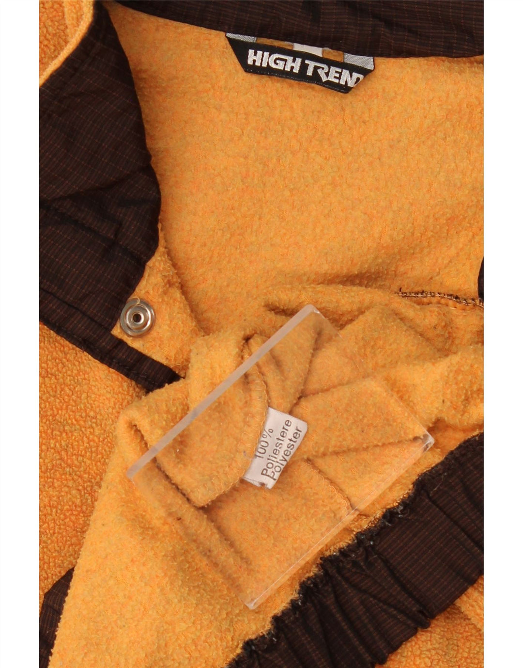 Vintage Herren-Fleecepullover mit Knopfkragen, XL, Orange, Polyester