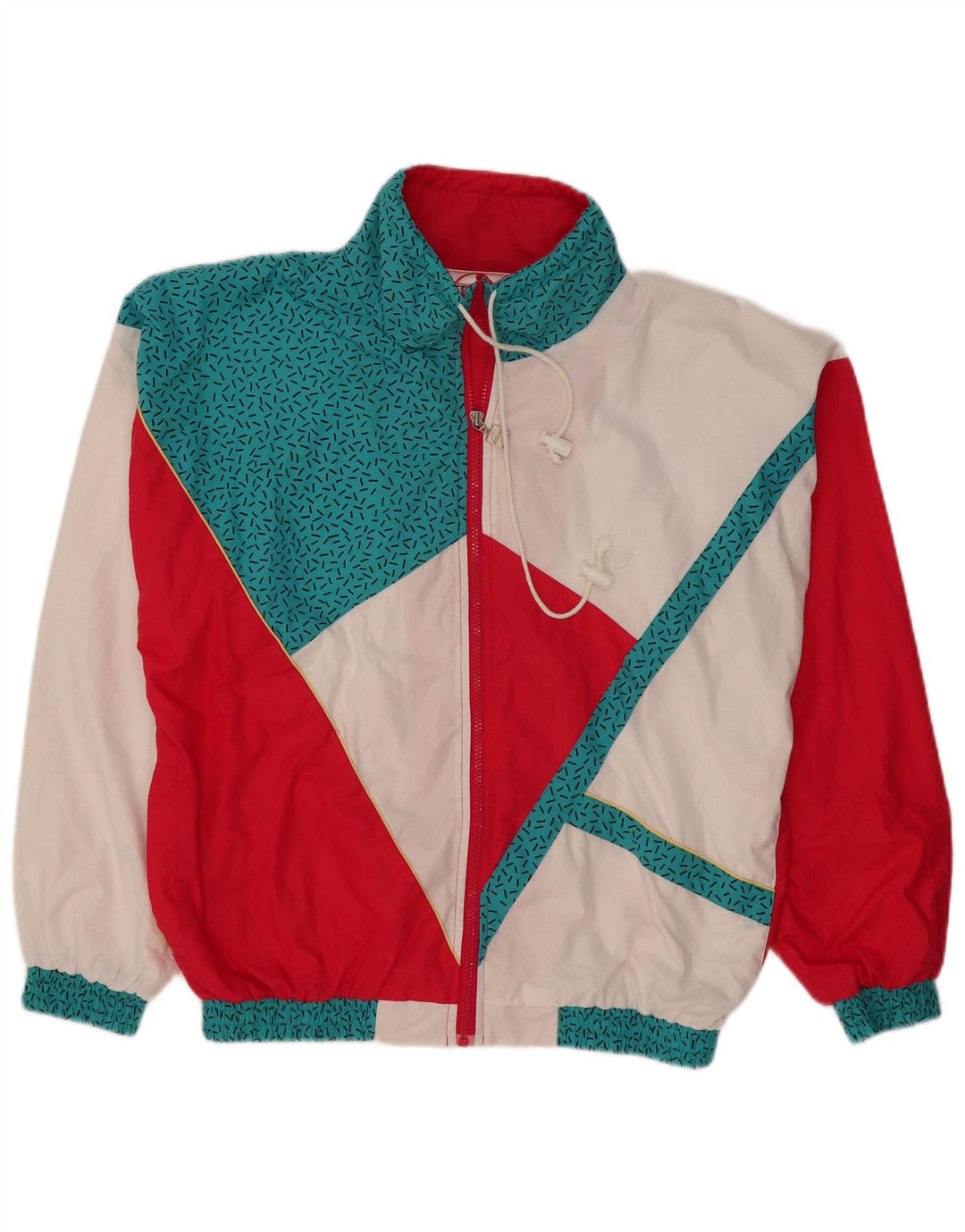 Vintage Herren-Windbreaker-Jacke UK 38 Mittelweißes Colourblock-Polyester