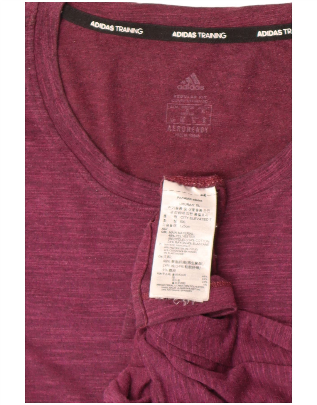 Adidas Herren T-Shirt Top XL Burgunderrot geflecktes Polyester