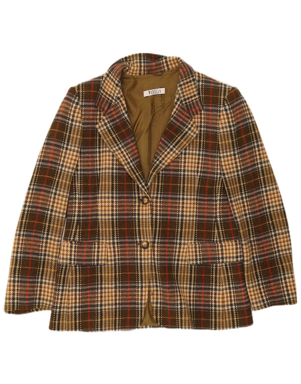 Marella Damen-Blazerjacke mit 2 Knöpfen, UK 18, XL, braun karierte Wolle