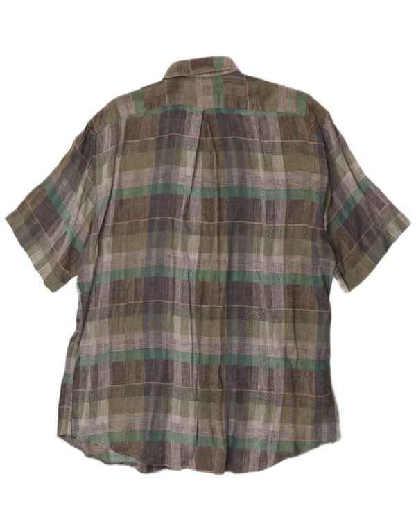 Vintage Herren Kurzarmhemd Größe 43 17 XL Grün kariert