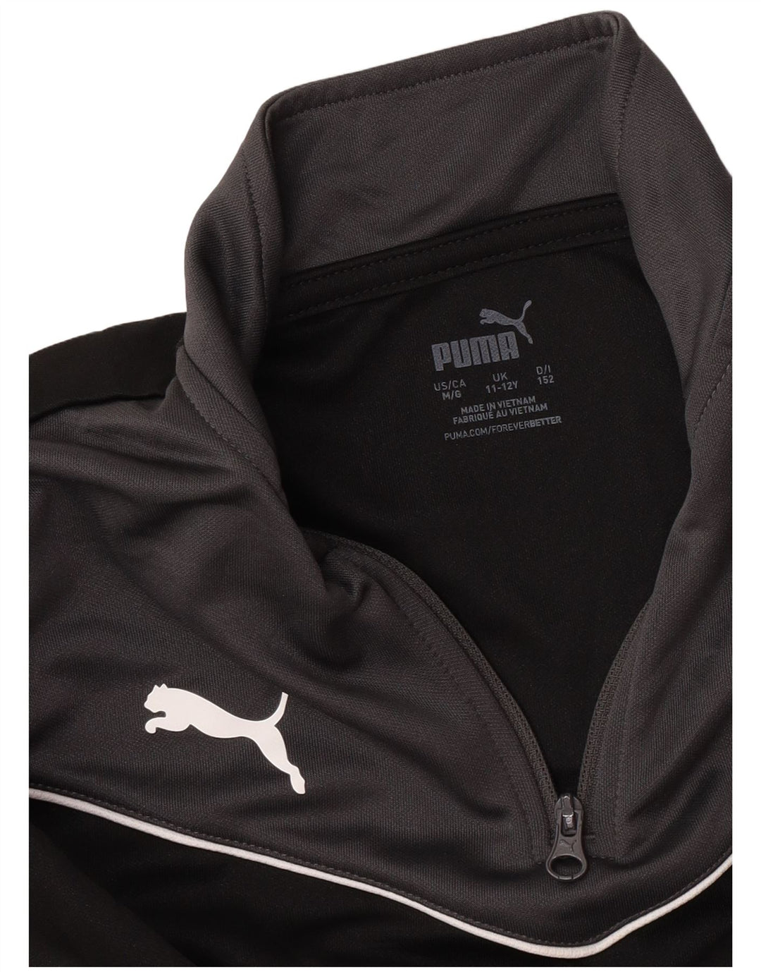 Puma Jungen-Sweatshirt mit Reißverschluss am Hals, 11–12 Jahre, Schwarz, Farbblock