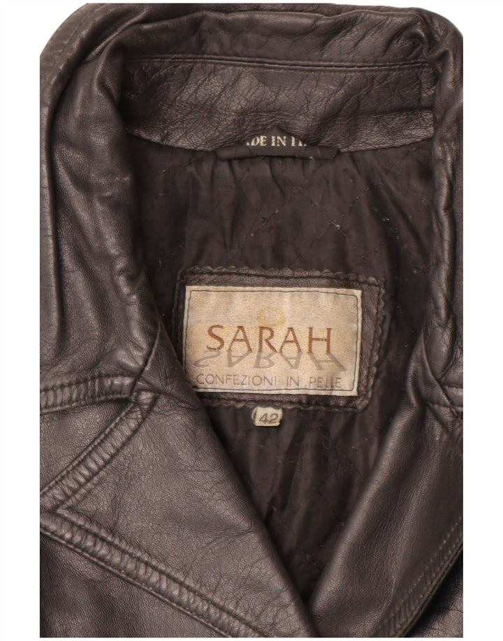 SARAH Womens Leather Jacket IT 42 Medium Black Leather