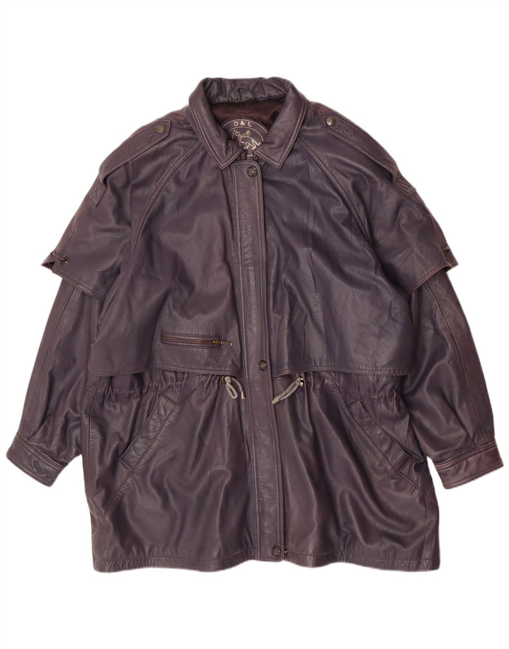 Vintage Damen Ledermantel UK 20 2XL Lila