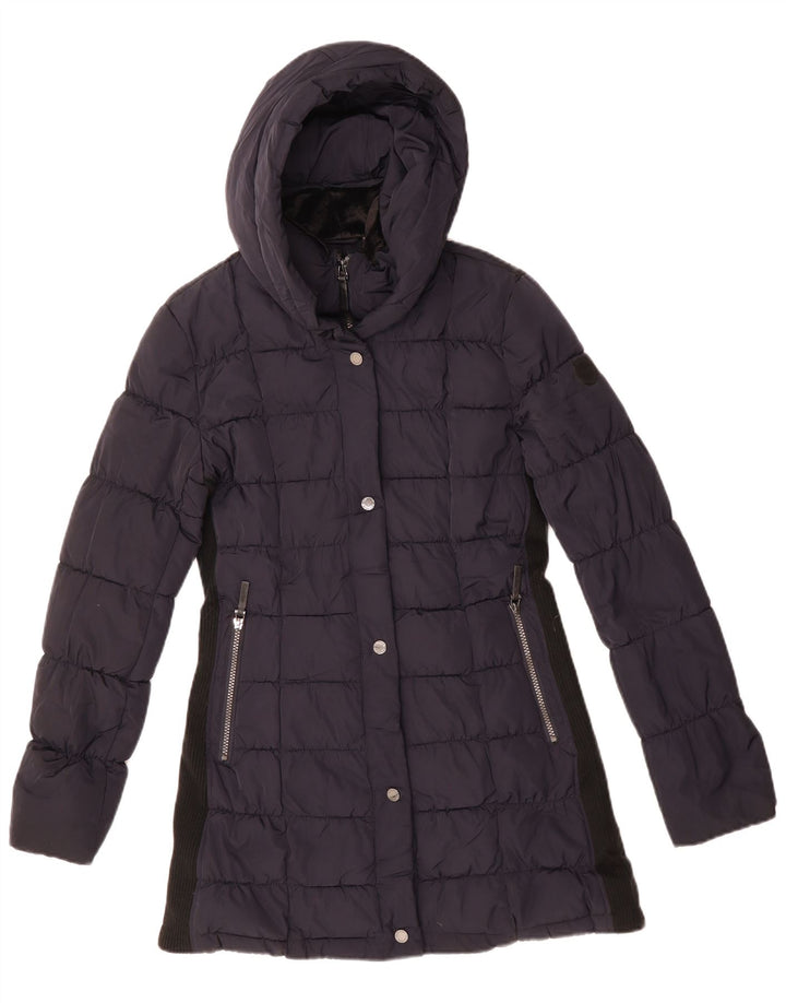 CALVIN KLEIN Damen Übergroßer gepolsterter Mantel UK 10 Small Marineblau