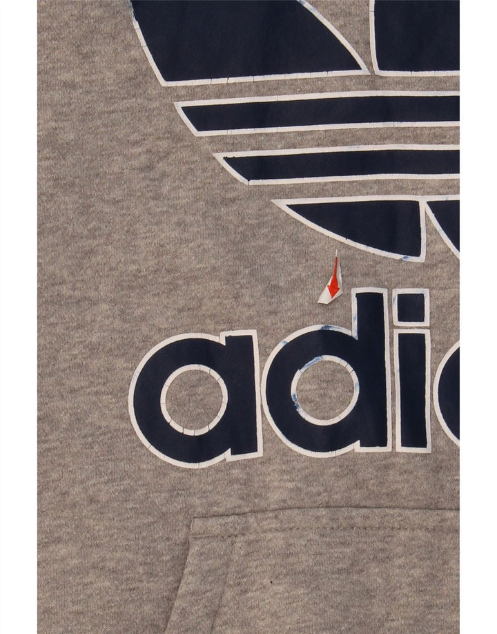 ADIDAS Mens Graphic Hoodie Jumper Medium Grey Vintage Adidas and Second-Hand Adidas from Messina Hembry 