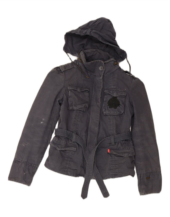 Levi's Damen-Utility-Jacke mit Kapuze, UK 14, mittelmarineblaue Baumwolle