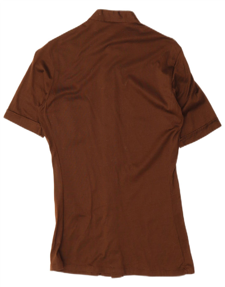 VINTAGE Womens Paris Short Sleeve Shirt UK 14 Medium  Brown