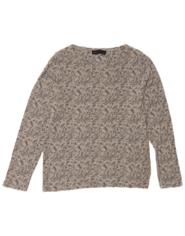 Marks & Spencer Damen-Top, langärmlig, UK 12, mittelgrün, geblümt, Baumwolle
