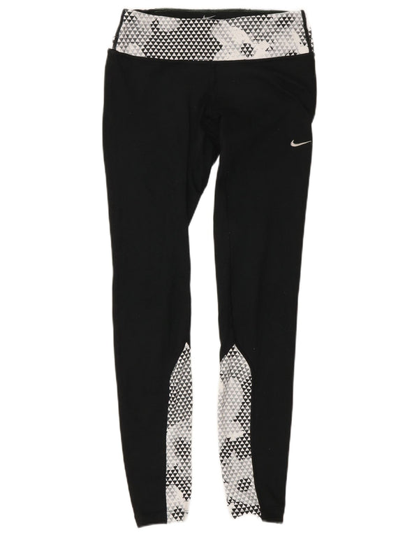 Nike Damen-Laufleggings XS W25 L30 Schwarzes Colourblock-Polyester