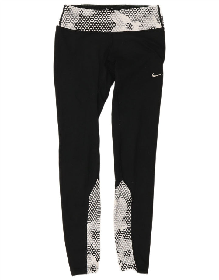 Nike Damen-Laufleggings XS W25 L30 Schwarzes Colourblock-Polyester