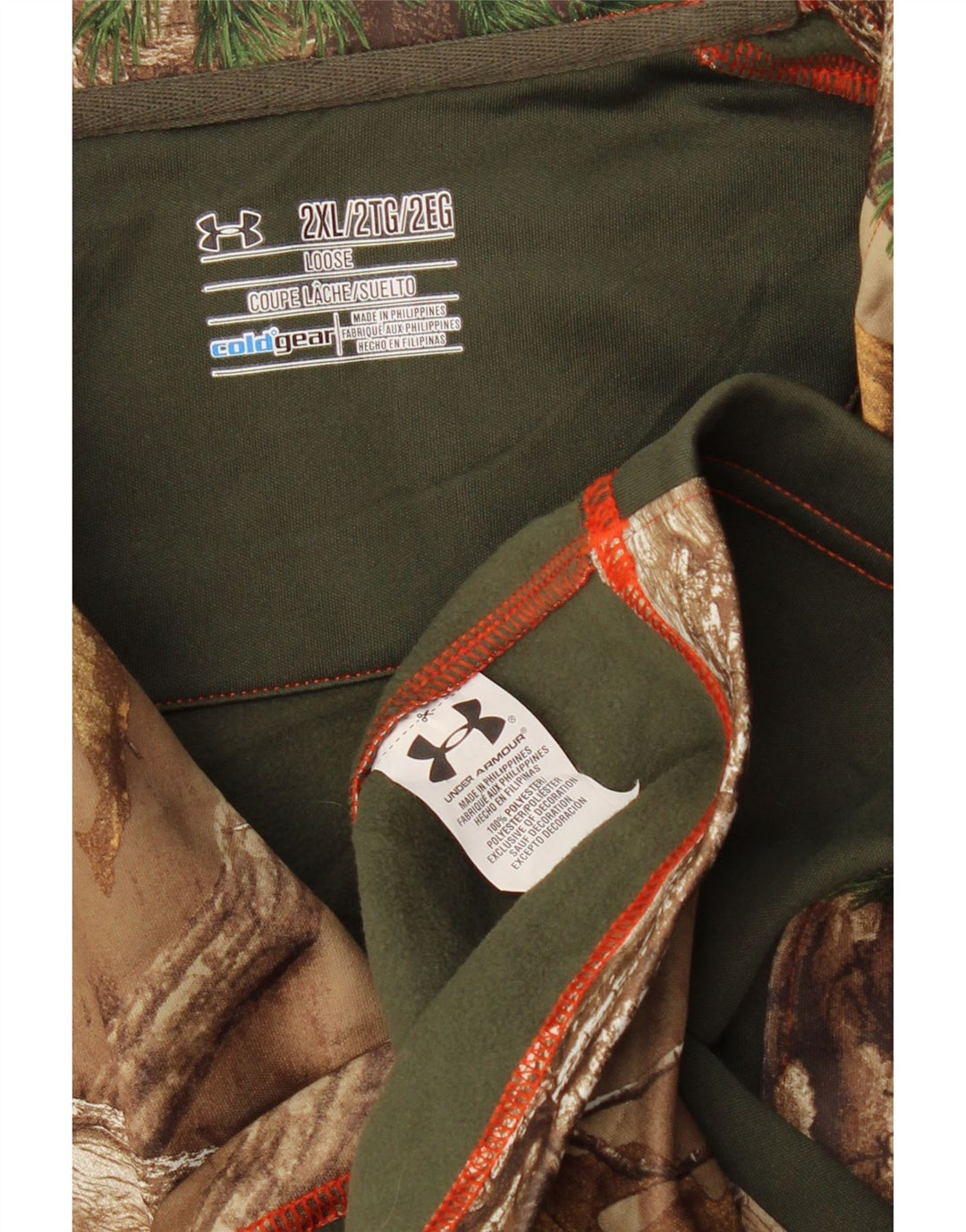 UNDER ARMOUR Herren Cold Gear Pullover-Trainingsanzugoberteil 2XL Braun Farbblock