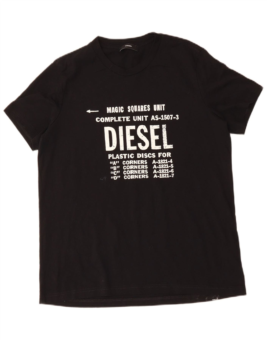 DIESEL Herren Grafik T-Shirt Top XL Schwarz Baumwolle