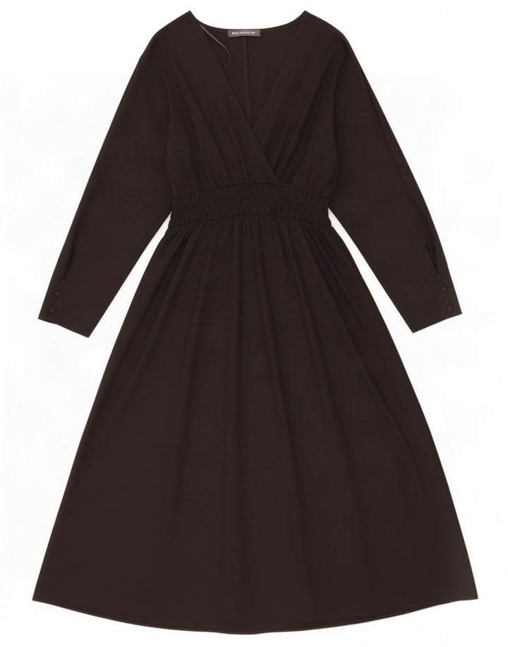 Zara Damen-Maxikleid mit 3/4-Ärmeln, UK-Größe 44, Mittelschwarz, Polyester