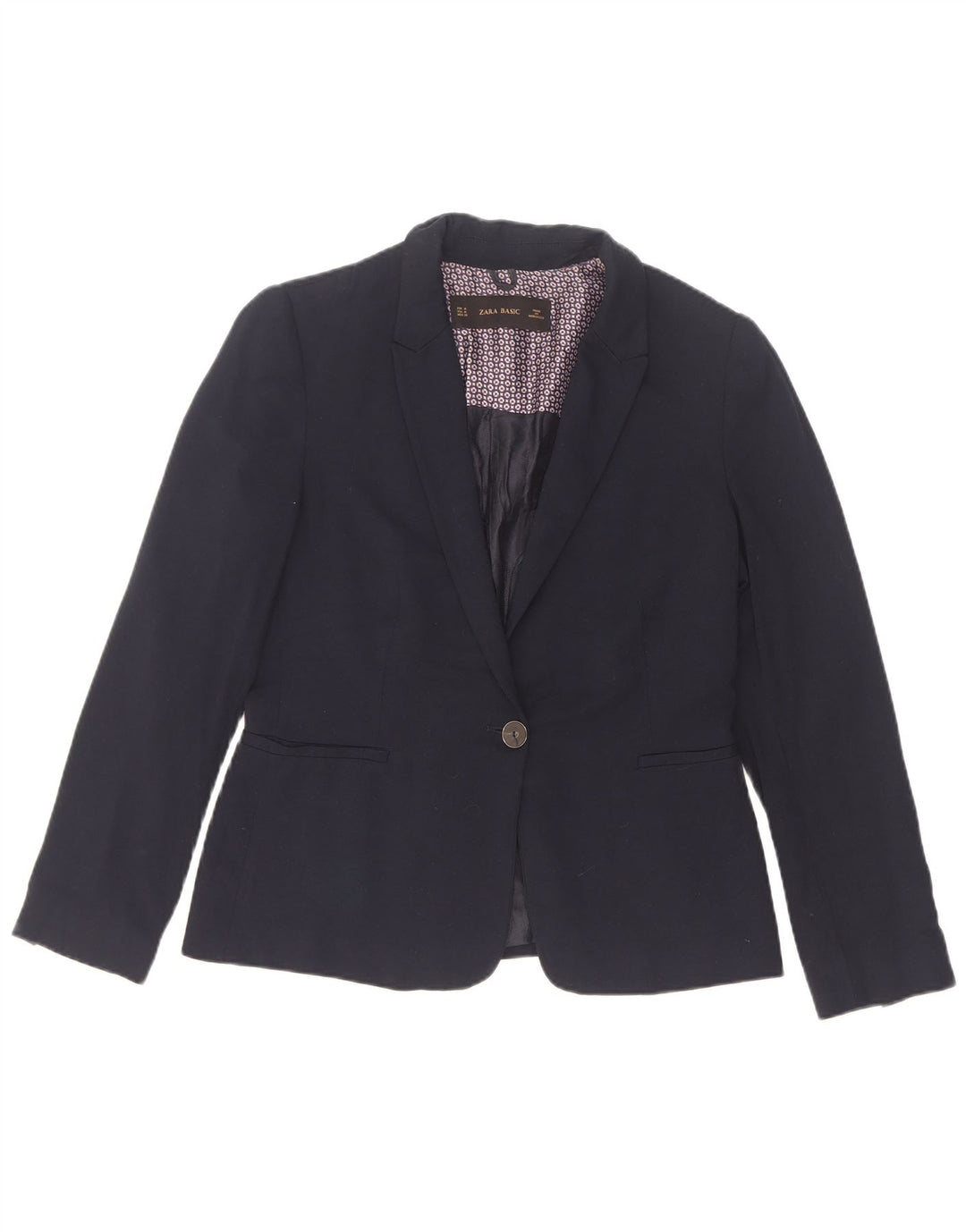 Zara Damen 1-Knopf-Blazerjacke UK 12 Mittelmarineblau