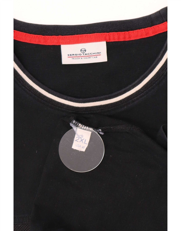Sergio Tacchini Herren Grafik T-Shirt Top 2XL Schwarz