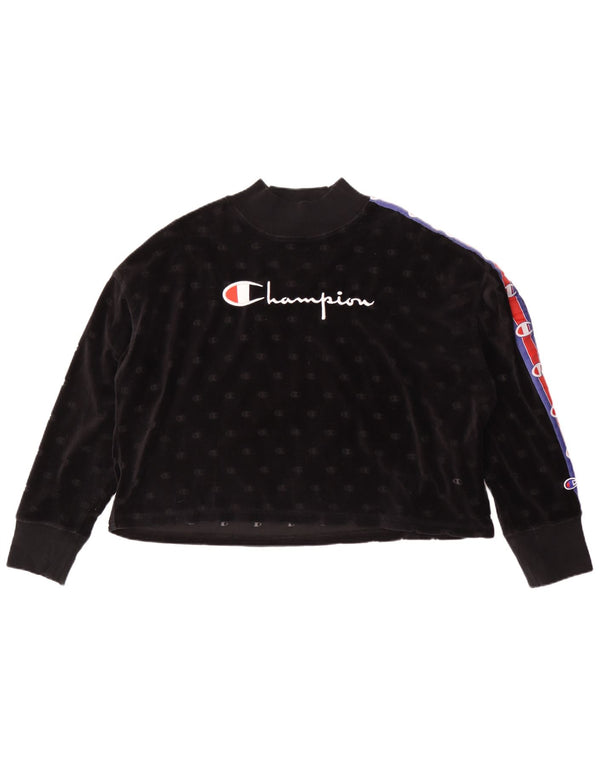 Champion Damen-Sweatshirt mit Grafik, UK 14, Mittelschwarz, Farbblock