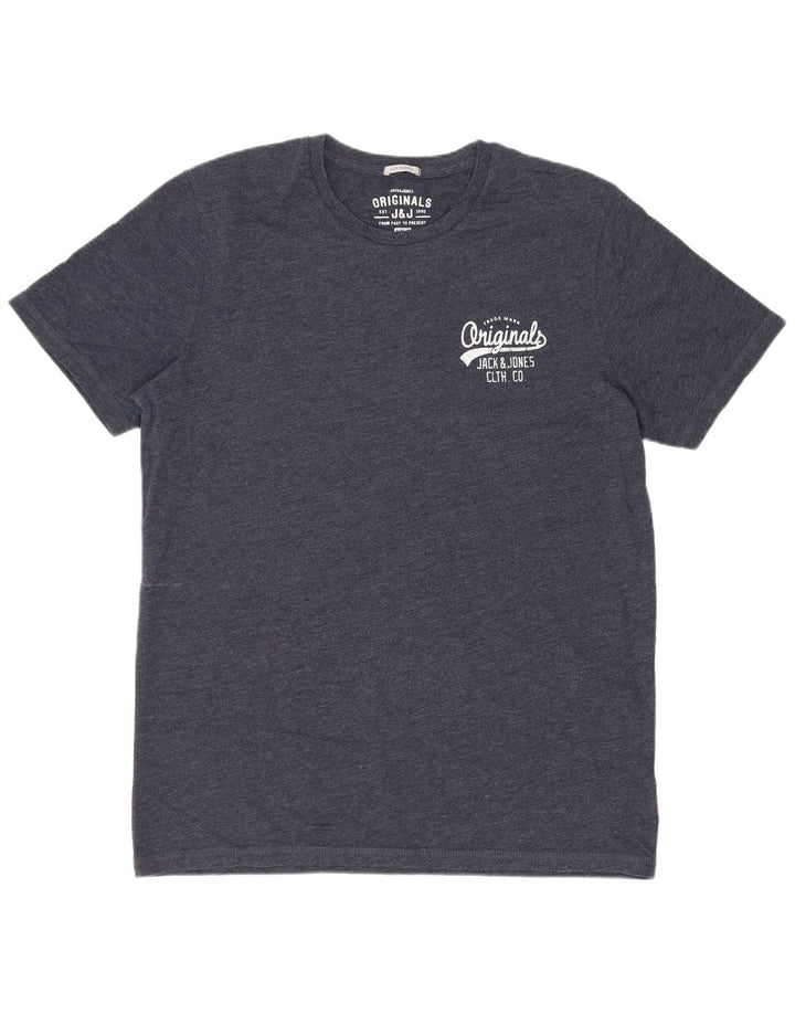 Jack & Jones Herren-T-Shirt-Oberteil aus Baumwolle in mittlerem Marineblau