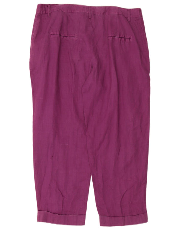Gerade geschnittene Damenhose von Zara, Größe L, W30, L25, Lila Ramie