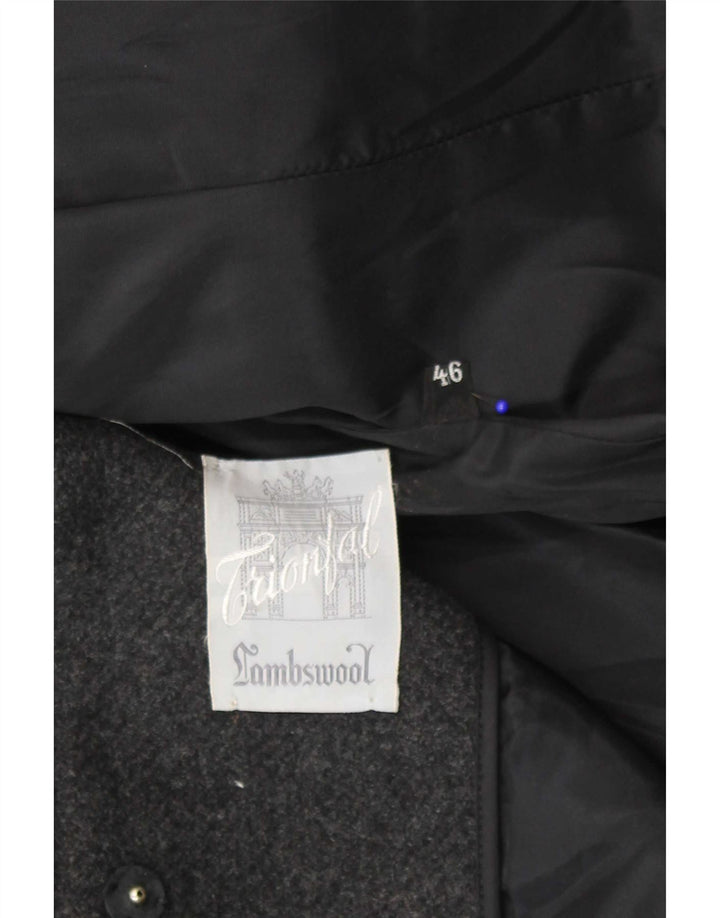 Vintage Damen Zweireihiger Mantel IT 46 Große graue Lammwolle
