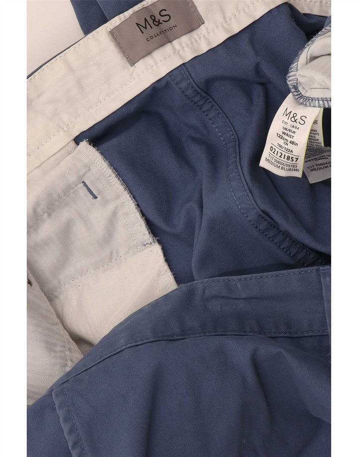 Marks & Spencer Herren Chinoshorts W48 4XL Blaue Baumwolle