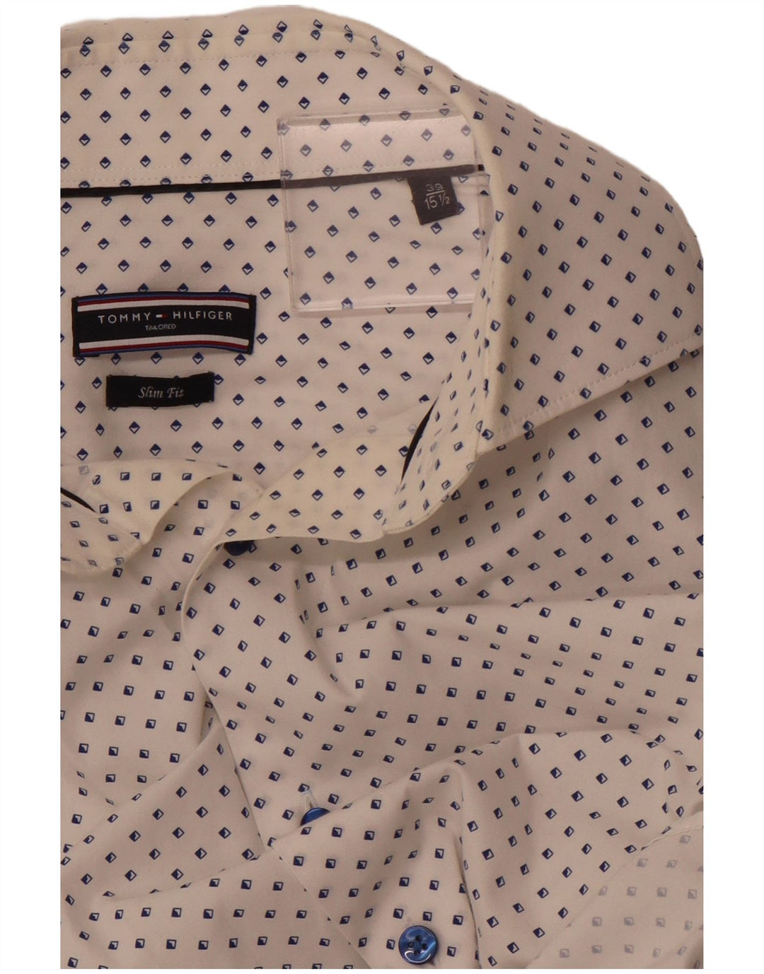 Maßgeschneidertes Herrenhemd von TOMMY HILFIGER, Größe 39 15 1/2, mittelweiß, geometrisch