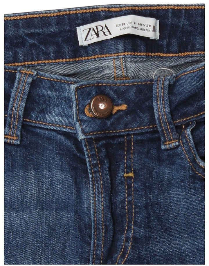 Zara Damen Distressed Slim Jeans EU 38 Small W28 L26 Marineblau Baumwolle
