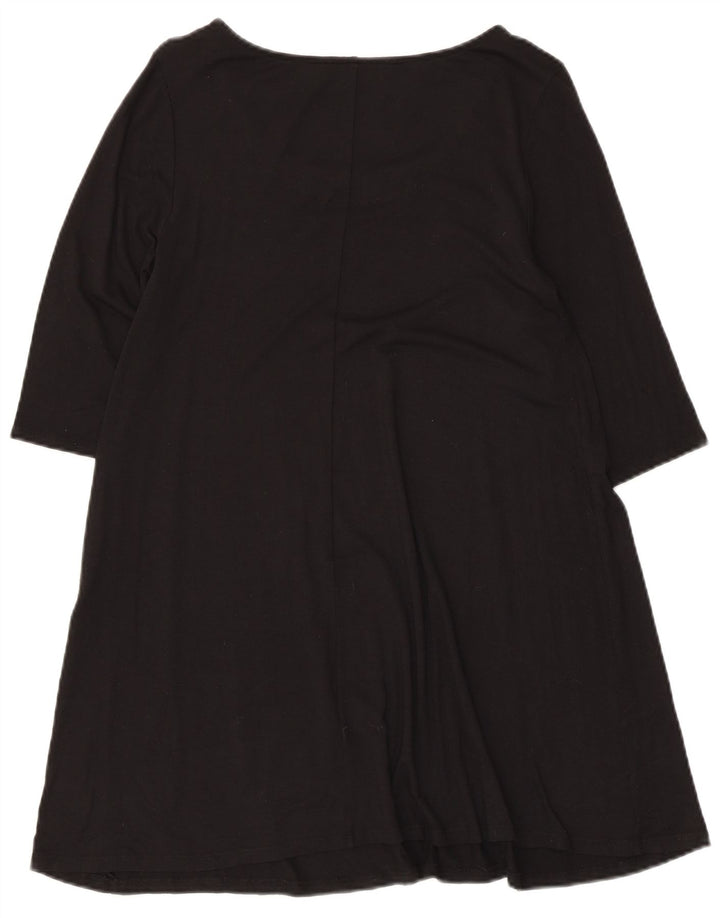Marks & Spencer Damen-Kleid in A-Linie mit 3/4-Ärmeln, Größe S, Schwarz, Viskose