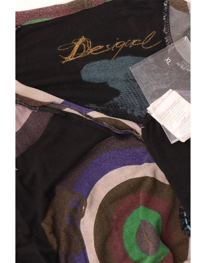Desigual Damen-Tunika-Top mit abstraktem Muster, UK 18, XL, mehrfarbige Viskose