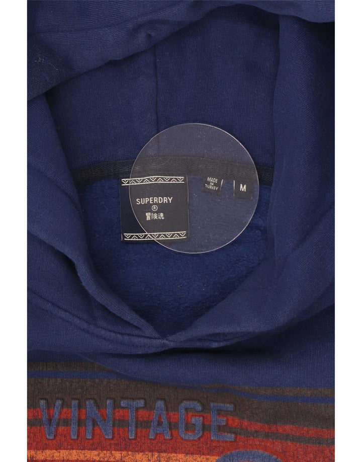 Superdry Herren-Kapuzenpullover mit grafischem Print, mittelmarineblaue Baumwolle
