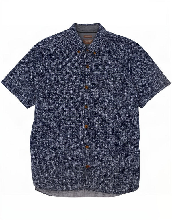 Fat Face Mens Short Sleeve Classic Fit Shirt Medium Navy Blue Geometric