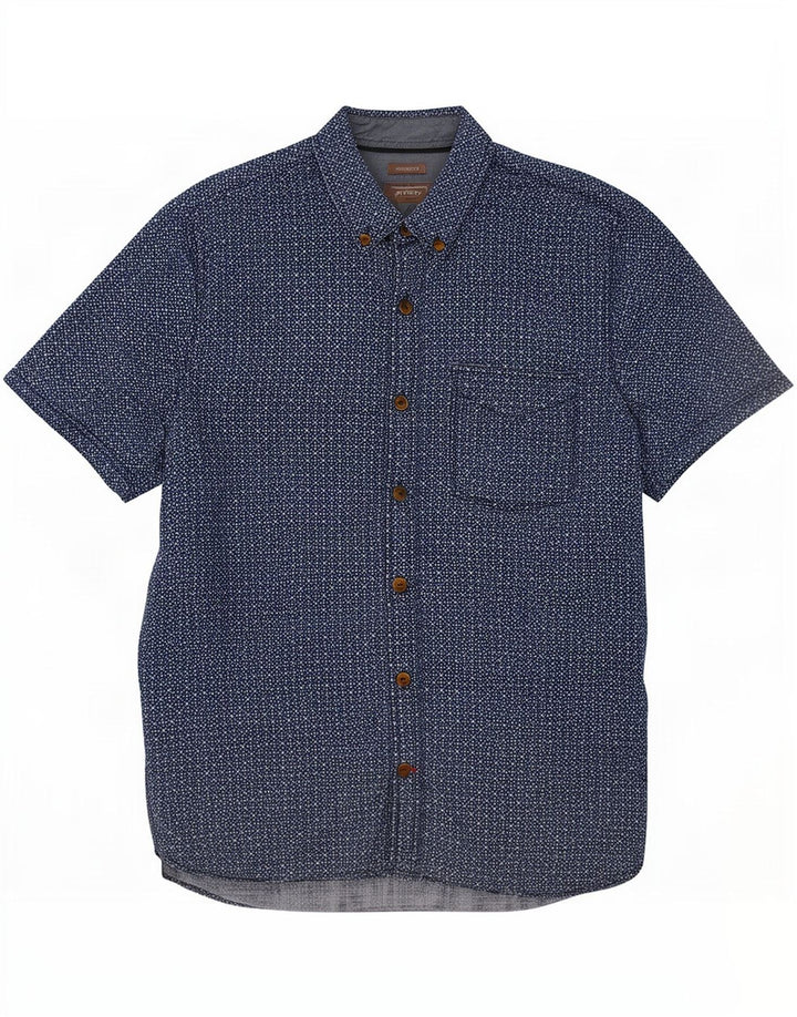 Fat Face Herren-Kurzarmhemd mit klassischer Passform, mittleres Marineblau, geometrisch