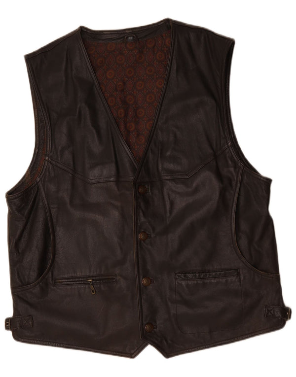 Vintage Herren Lederweste IT 62 6XL Braunes Leder