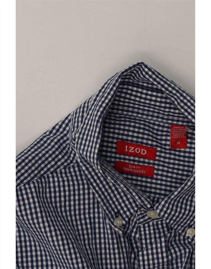 Izod Herren Coupe Ajustee Slim Fit Hemd aus mittelblauer Gingham-Baumwolle