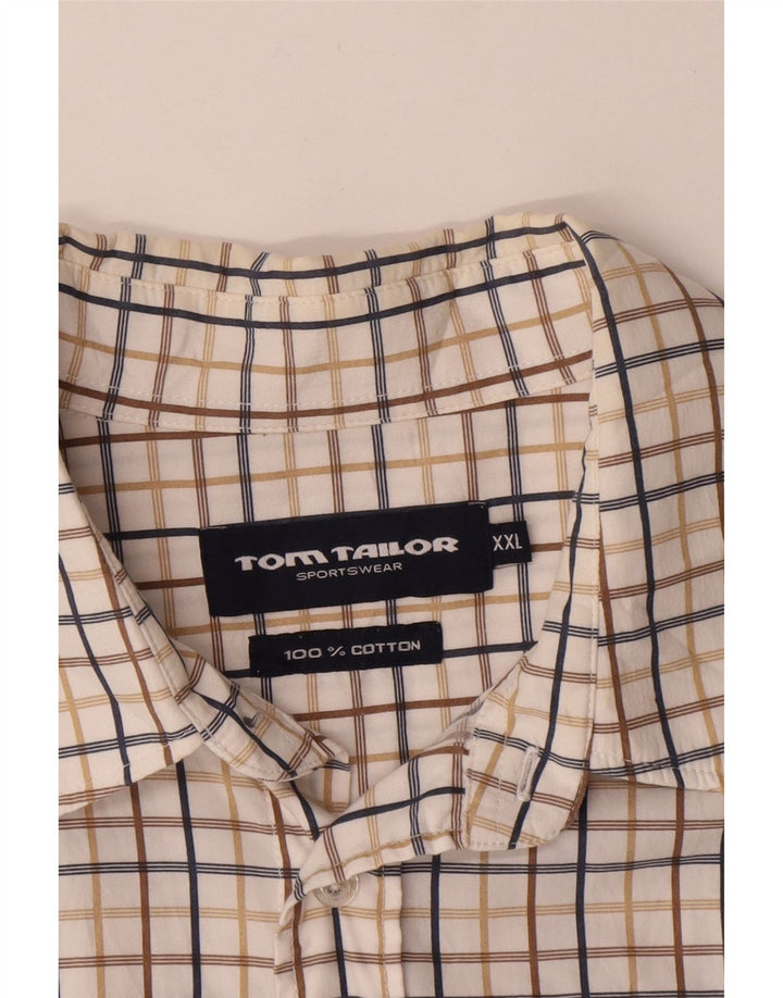 TOM TAILOR Herren Kurzarmhemd 2XL weiß kariert Baumwolle