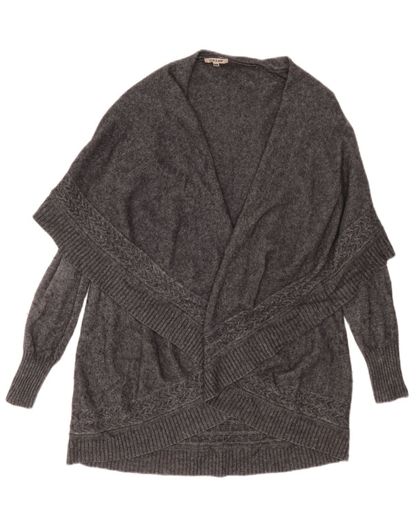 Jigsaw Damen Longline-Cardigan-Pullover UK 10 Small Graue Wolle