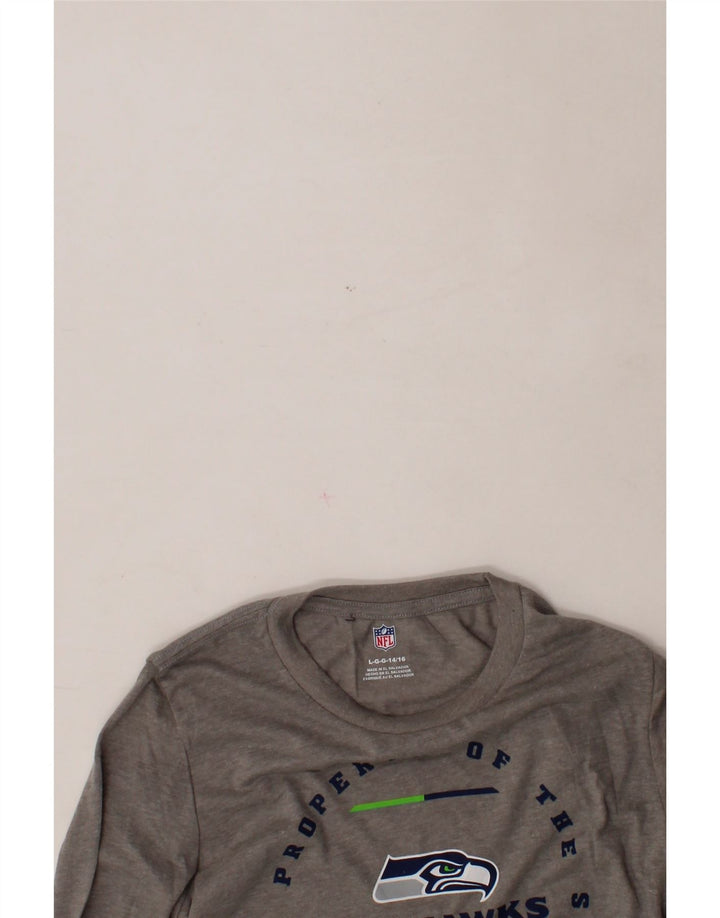 NFL Boys Seattle Seahawks Graphic Top Long Sleeve 14-15 Years Large Grey Vintage NFL and Second-Hand NFL from Messina Hembry 