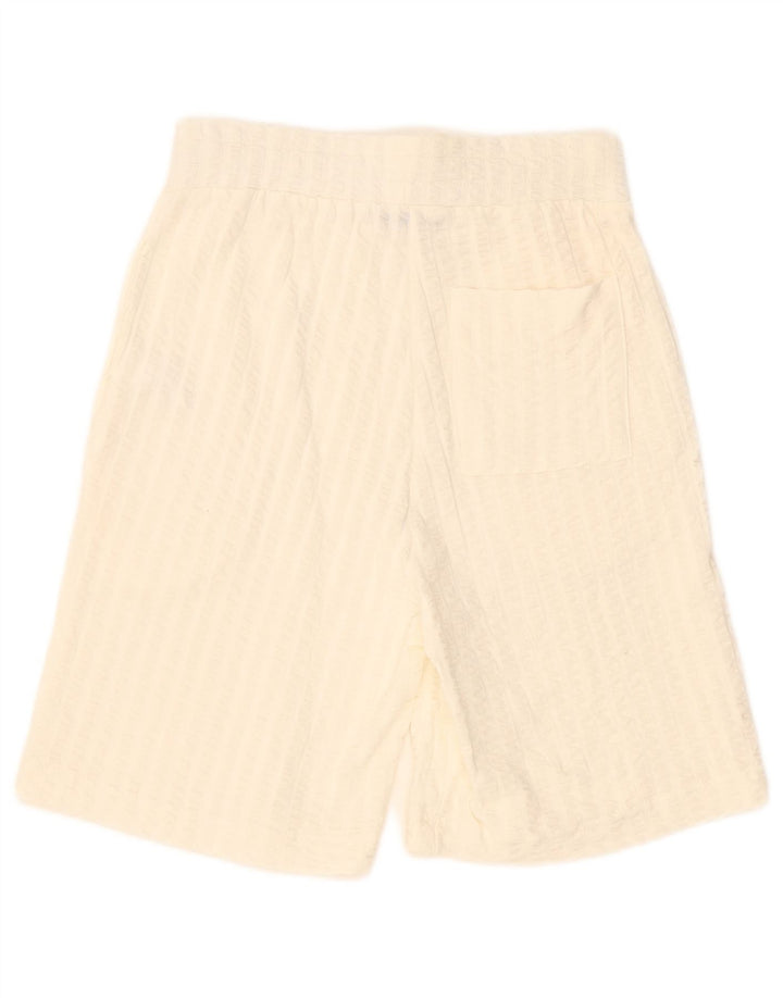 Zara Herren-Sportshorts, klein, cremefarben, gestreift, aus Baumwolle