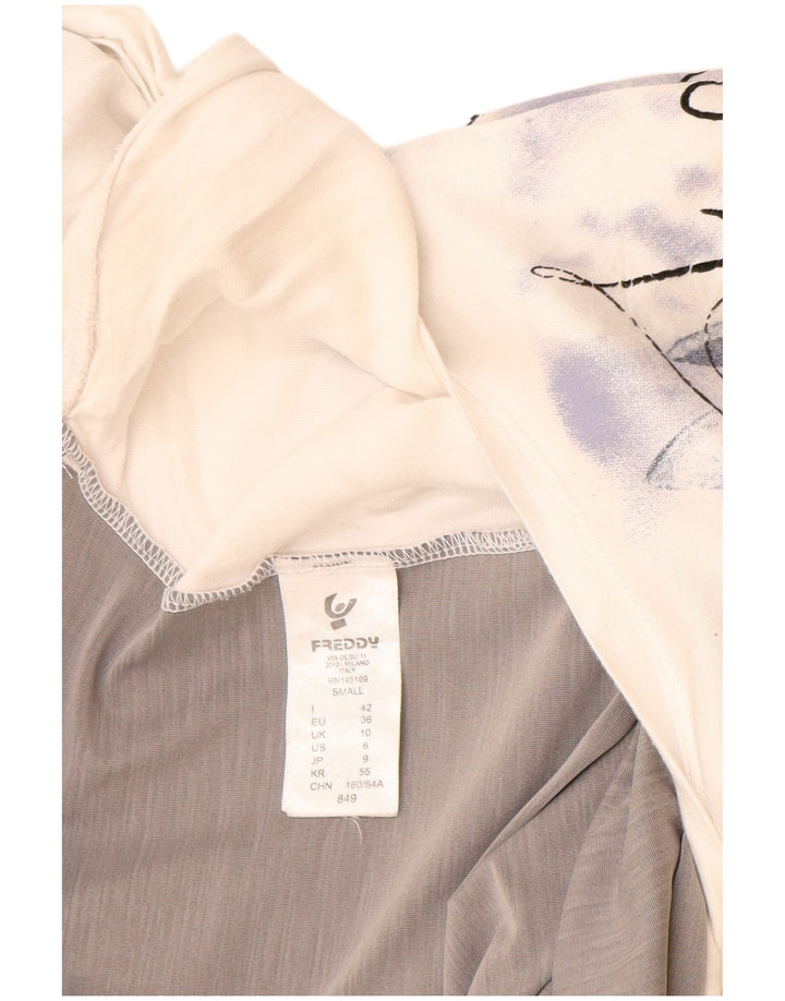 Freddy Damen-T-Shirt in Übergröße mit Grafik, UK 10, Größe S, Weiß, Farbblock