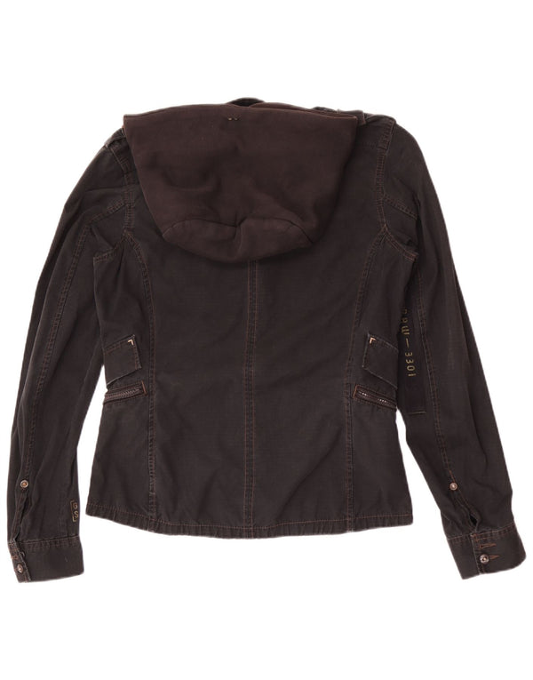 G-Star Damen Military-Jacke mit grafischer Kapuze, UK 16, Größe L, Schwarz, Baumwolle
