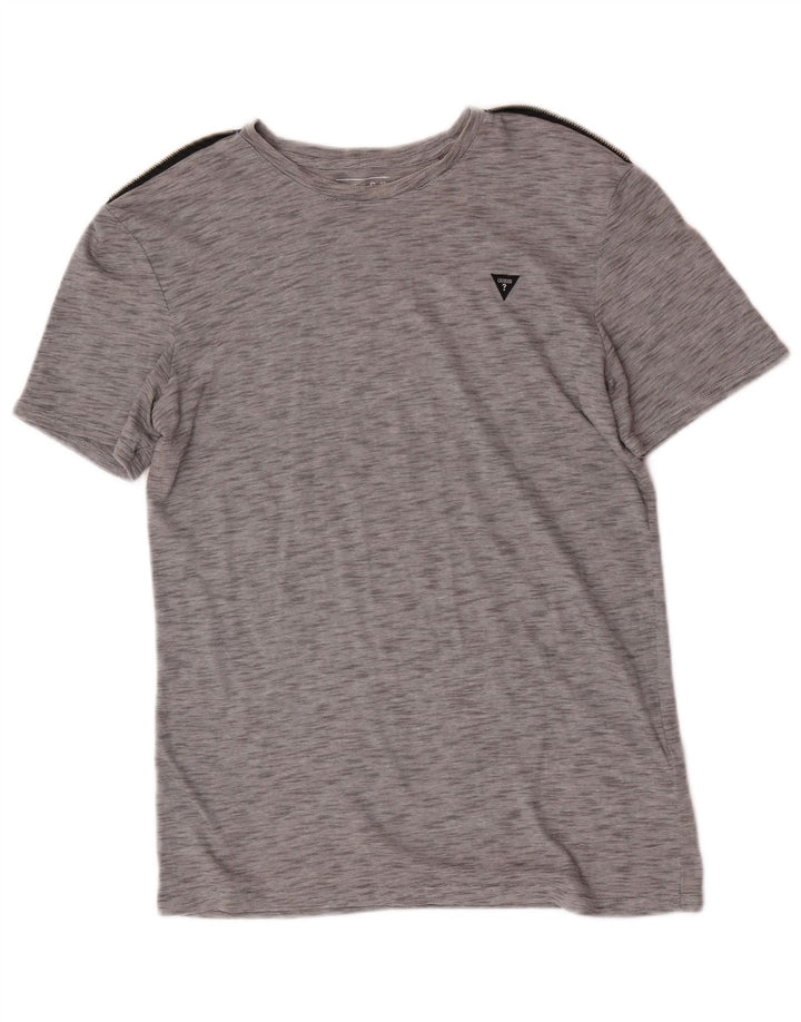 Guess Herren-T-Shirt-Oberteil, großes, grau meliertes Polyester