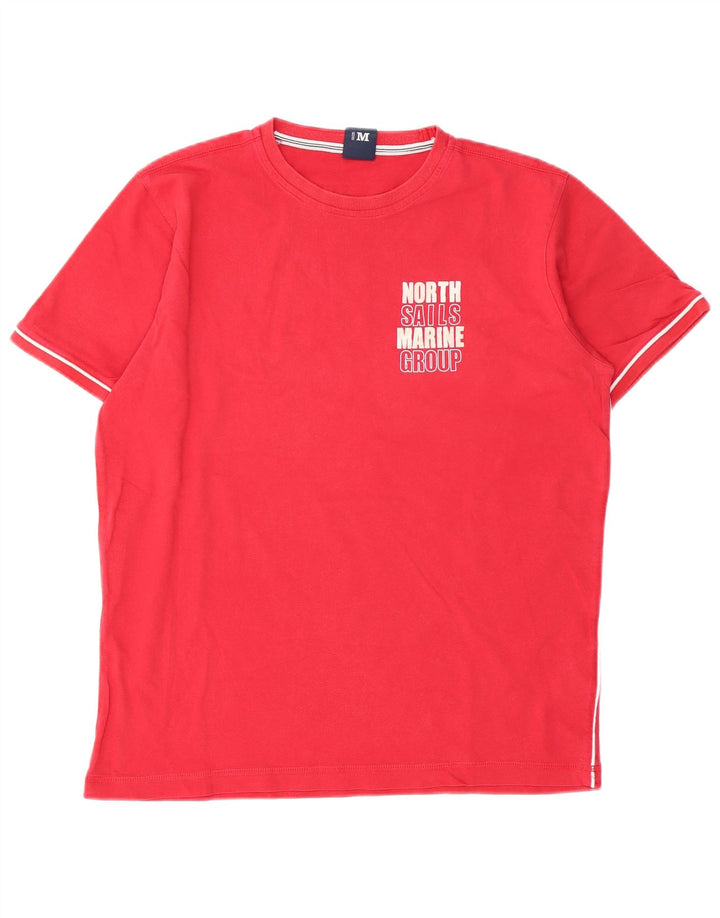 North Sails Herren Grafik-T-Shirt-Oberteil aus mittelroter Baumwolle