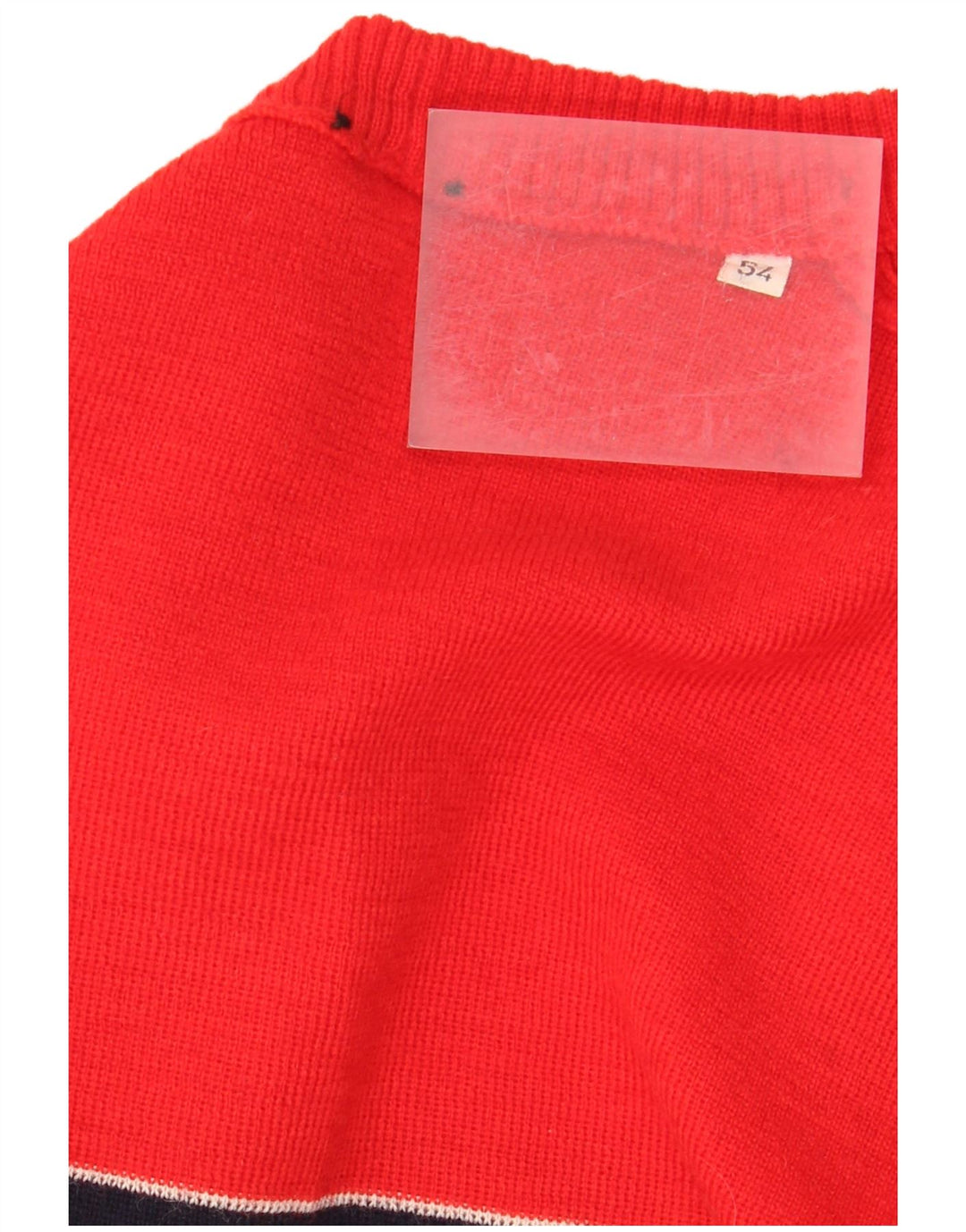 Vintage Damen Pullover mit Rundhalsausschnitt IT 54 3XL Rot gestreift