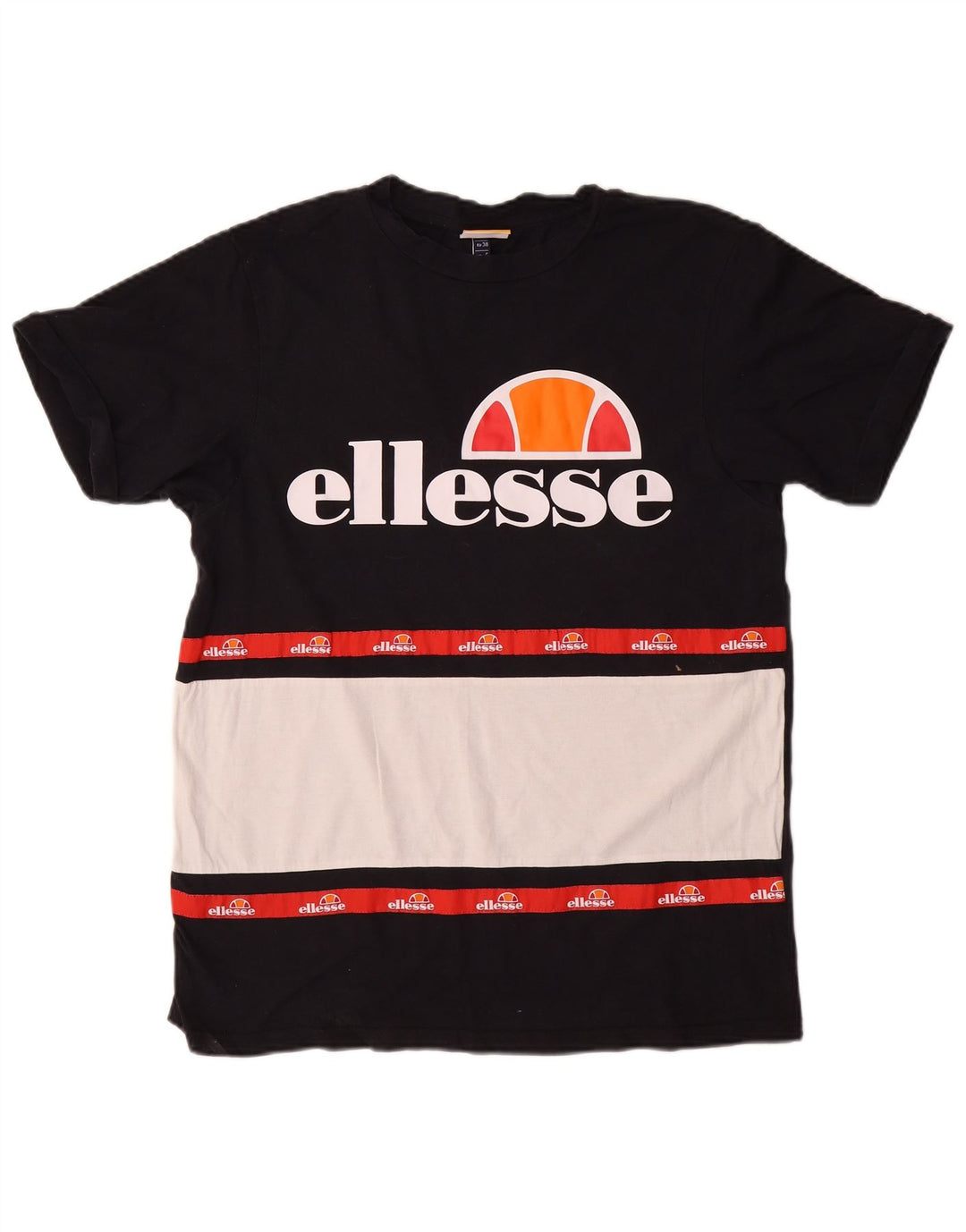 ELLESSE Grafik-T-Shirt für Damen, UK 10, Größe S, Schwarz, Colourblock-Baumwolle