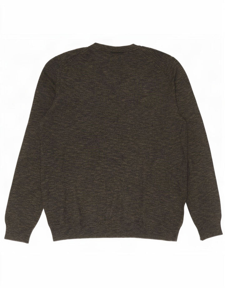Lyle & Scott Herren-Pullover mit Rundhalsausschnitt, groß, Khaki, gefleckte Baumwolle
