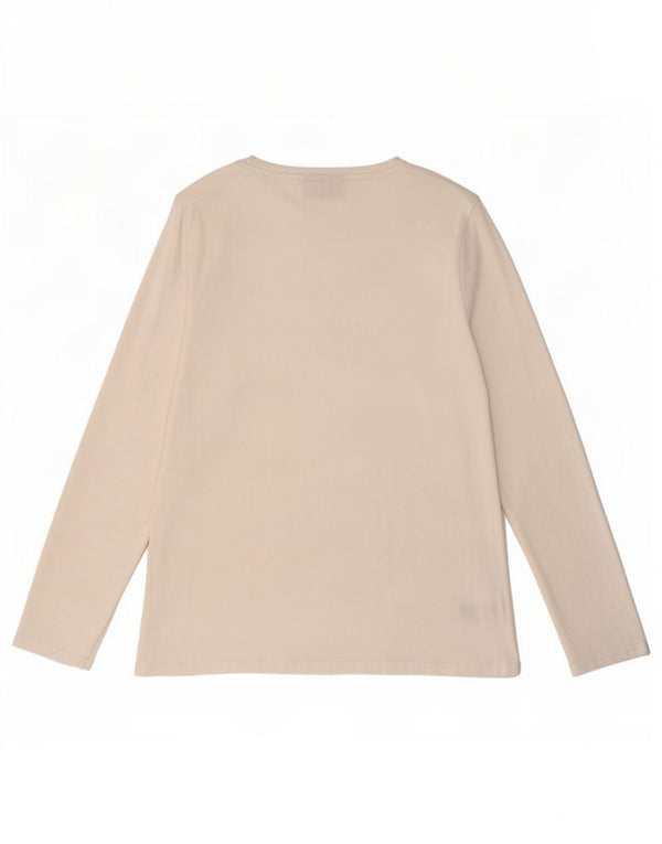 Marks & Spencer Womens Top Long Sleeve UK 12 Medium White Cotton