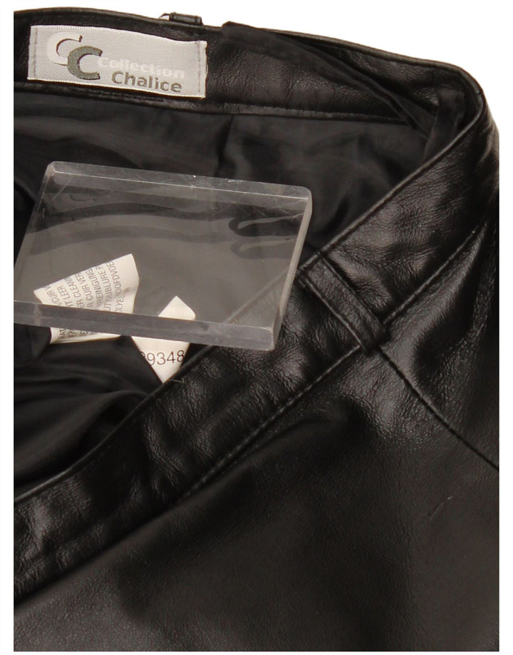 Vintage Womens Leather Skirt W28 Medium Black Leather