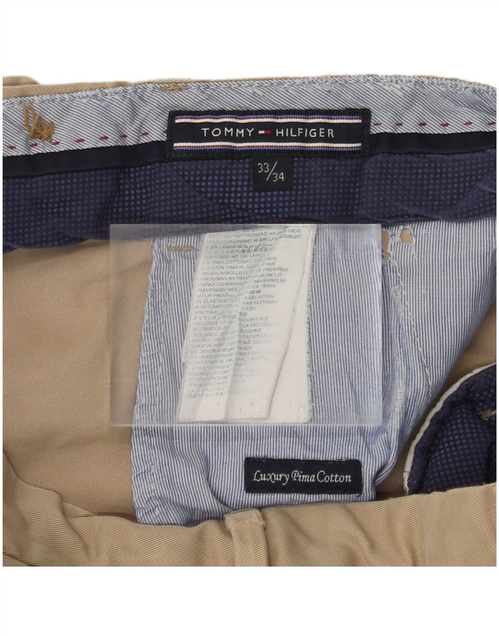 TOMMY HILFIGER Herren Skinny Chino Hose W33 L34 Beige Baumwolle