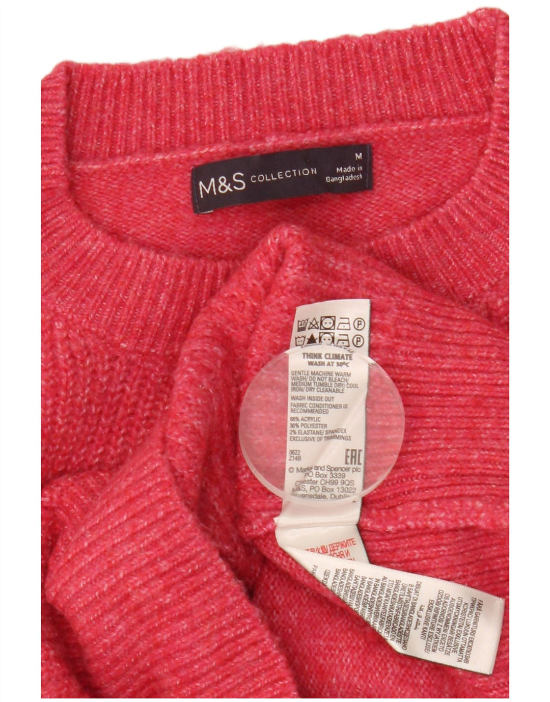 Marks & Spencer Damen-Pullover mit Rundhalsausschnitt, Gr. 14, mittelrosa meliert