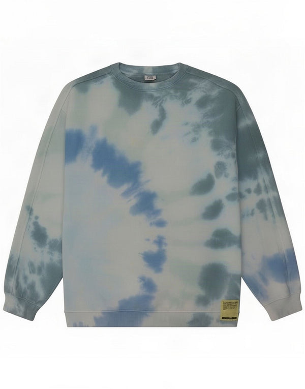 Zara Sweatshirt-Pullover für Mädchen, 13–14 Jahre, blaue Batik-Baumwolle